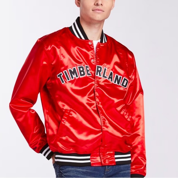Timberland Other - Timberland x Mitchell & Ness Satin Red Track Jacket